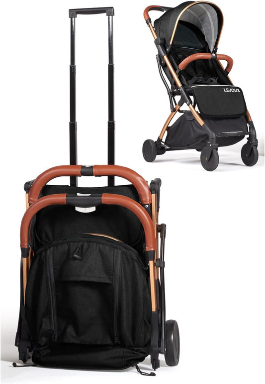 Lejoux™ Lightweight Baby Pushchair – One-Hand Fold Travel Stroller with 5-Point Harness
