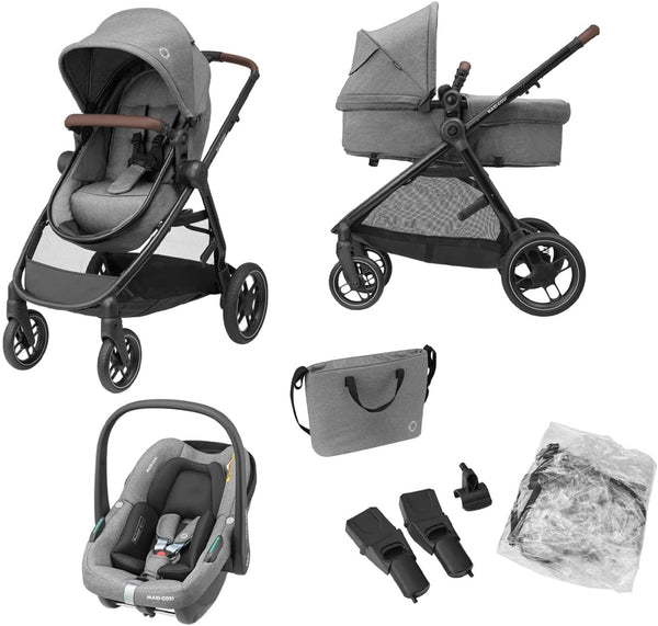 Maxi-Cosi Zelia S Trio – Compact 3-in-1 Pram & Car Seat System,