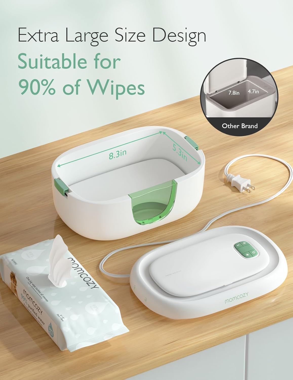 Momcozy Baby Wipe Warmer | Fast & Even Heating, Large Capacity, 4 Temp Settings, Night Light