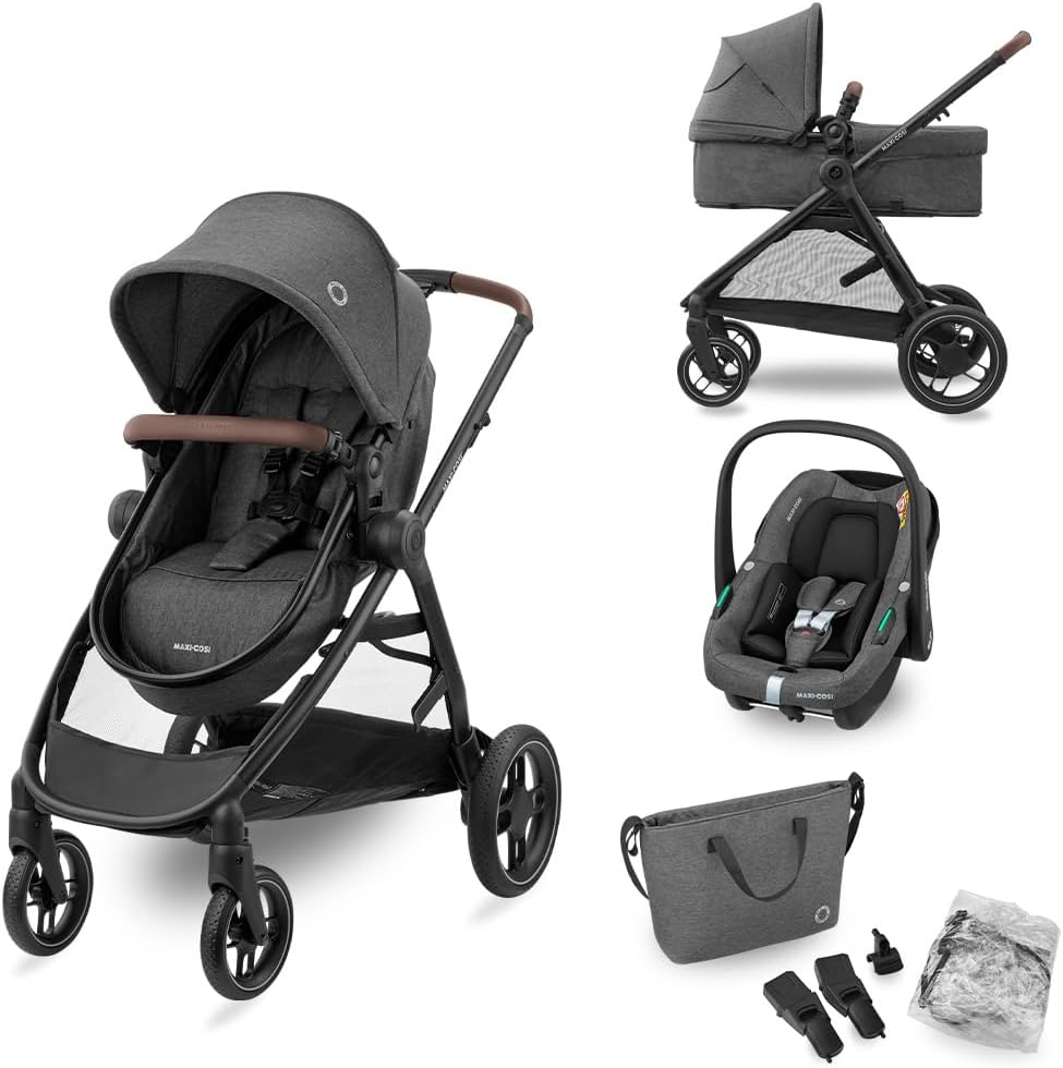 Maxi-Cosi Zelia S Trio – Compact 3-in-1 Pram & Car Seat System,
