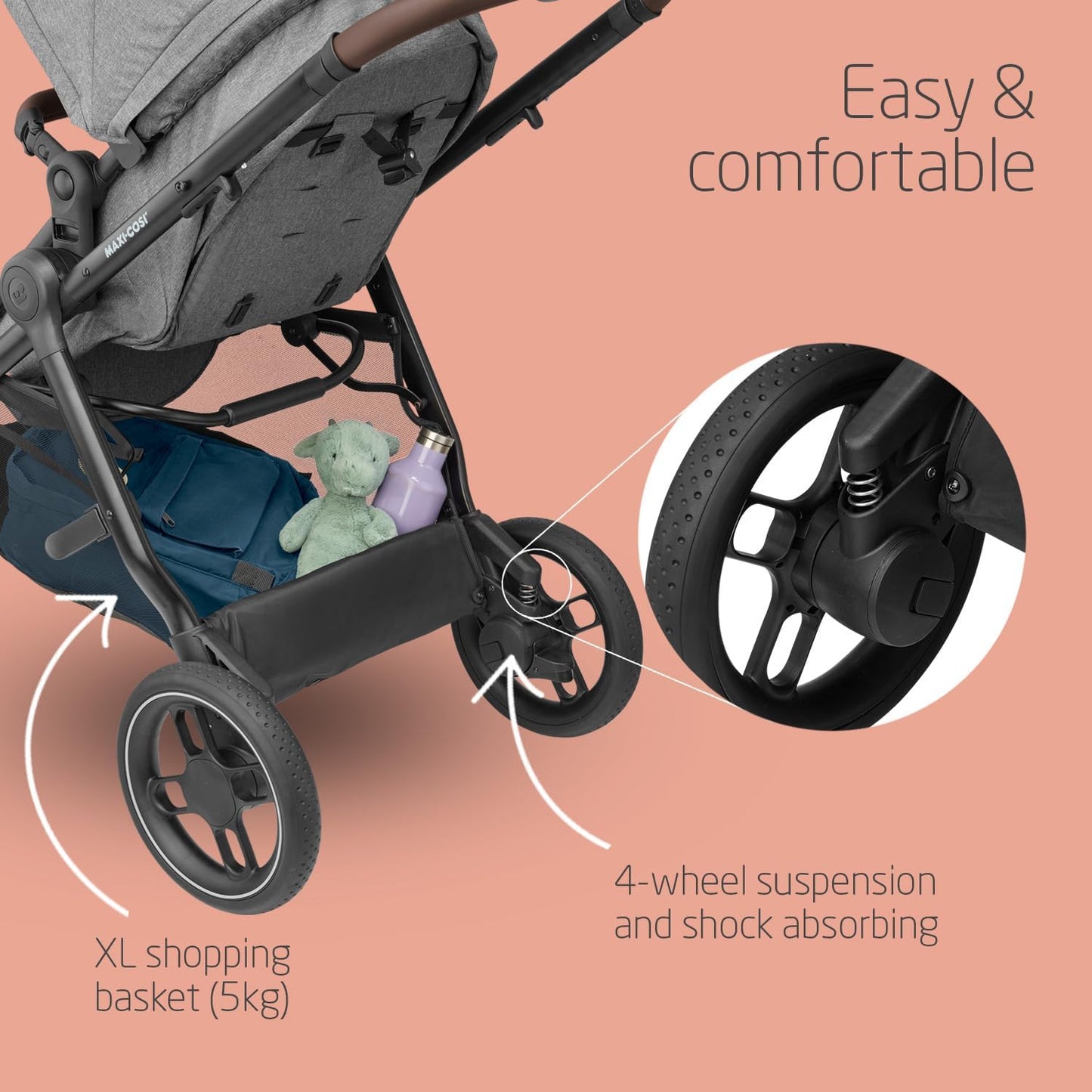 Maxi-Cosi Zelia S Trio 3-in-1 Pram & Car Seat Bundle with FamilyFix 360 Base,